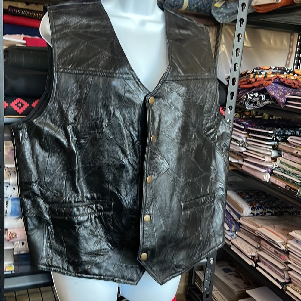 Italian Stone Patchwork Leather Vest